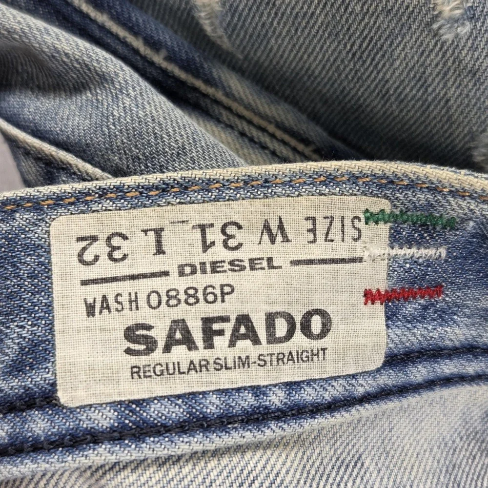 Diesel Jeans Mens 31x32 Blue Safado Regular Slim Straight Button Fly Italy 0886P
